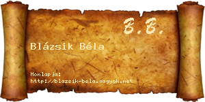 Blázsik Béla névjegykártya